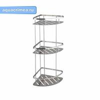 Полочка 22см тройная угловая овальная, литая, матовая АНТИВАНДАЛЬНАЯ из нерж стали марки SUS 304